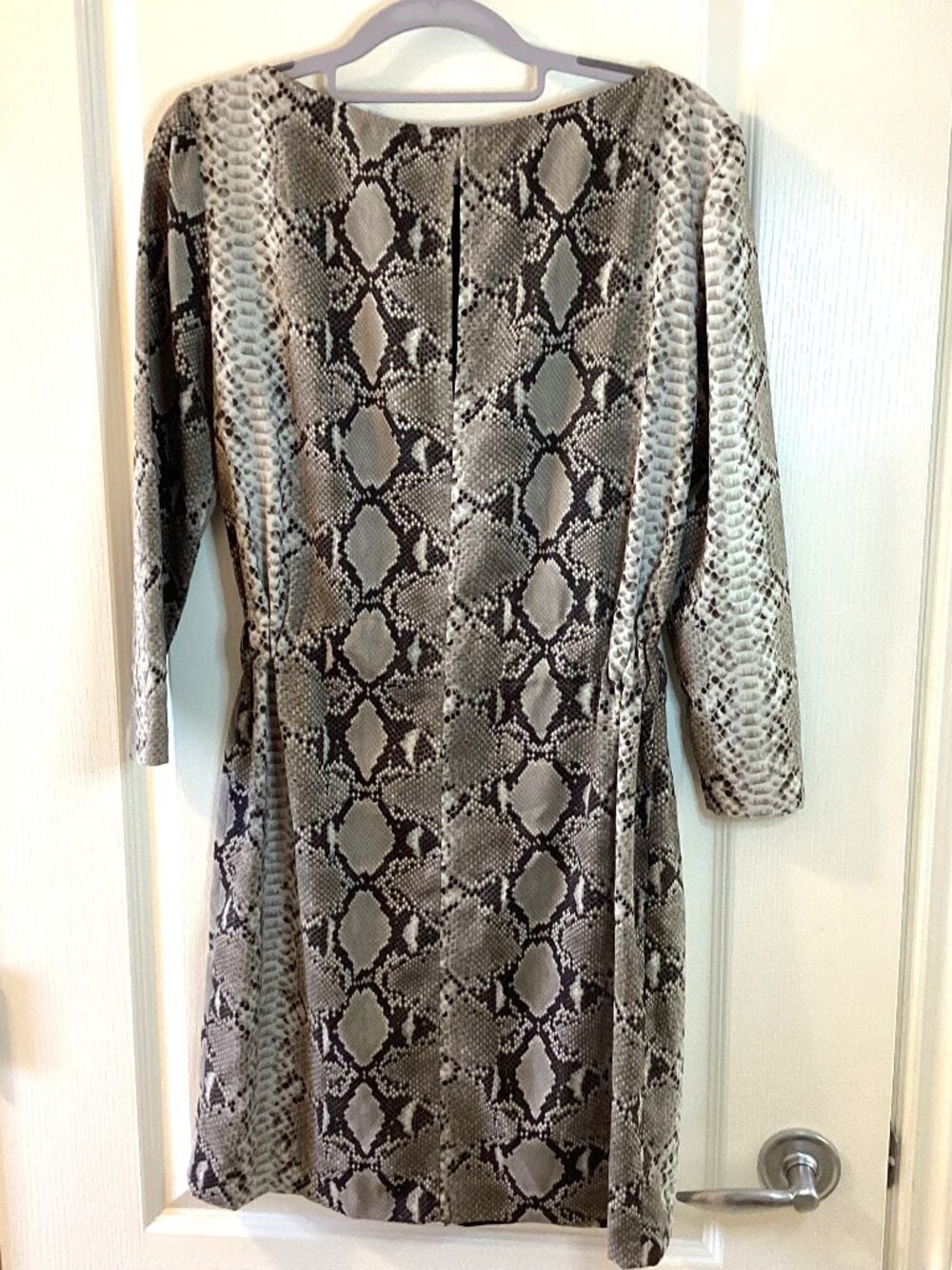 Zara Woman Snakeskin Print Pull-on Dress 3/4 Sleeves Size 5 Elasticized Waist - Picture 5 of 7